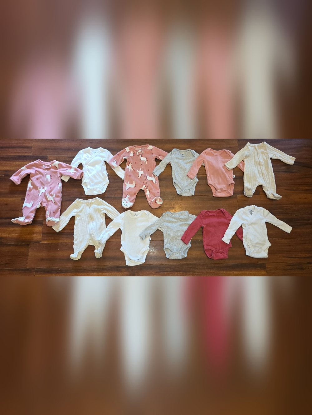 Girl's (11) Piece Preemie Footies & One-Piece Bodysuits Lot Unicorn